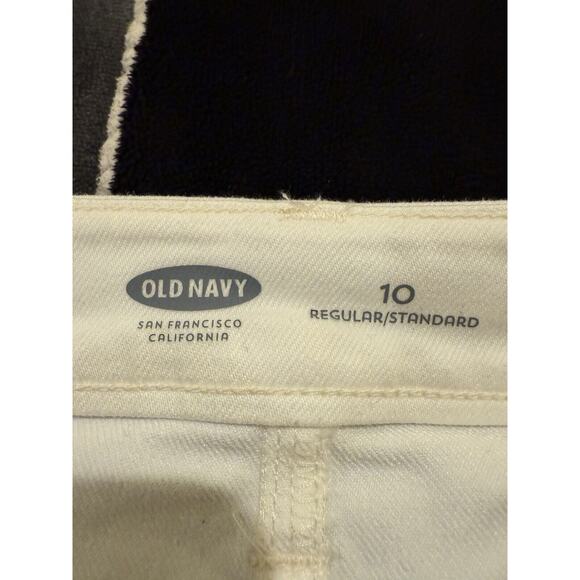 Old Navy Womens Size 10 White Back Slit Denim Jean Skirt Double Button, Pockets - Picture 5 of 7